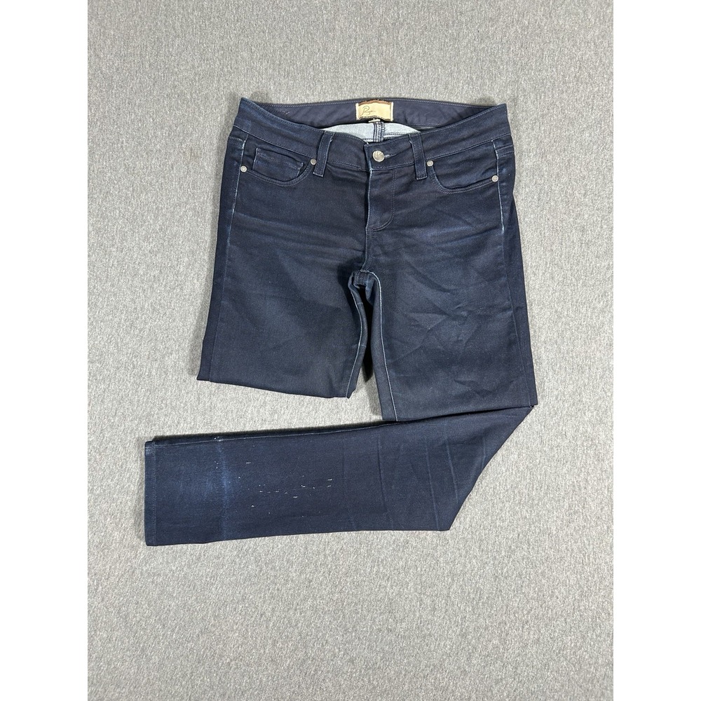 Paige Peg Skinny Jeans Womens 26 Dark Wash Coated Navy Blue Denim